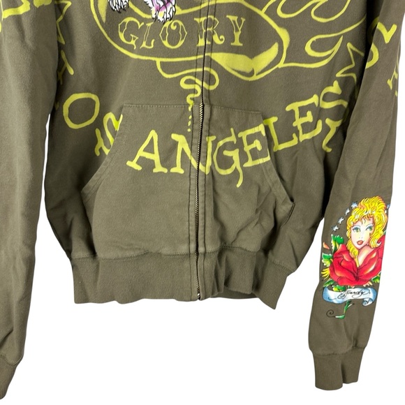 Vintage Y2K Women’s Ed Hardy All Over Print Streetwear Full Zip Hoodie Size S - Picture 5 of 10
